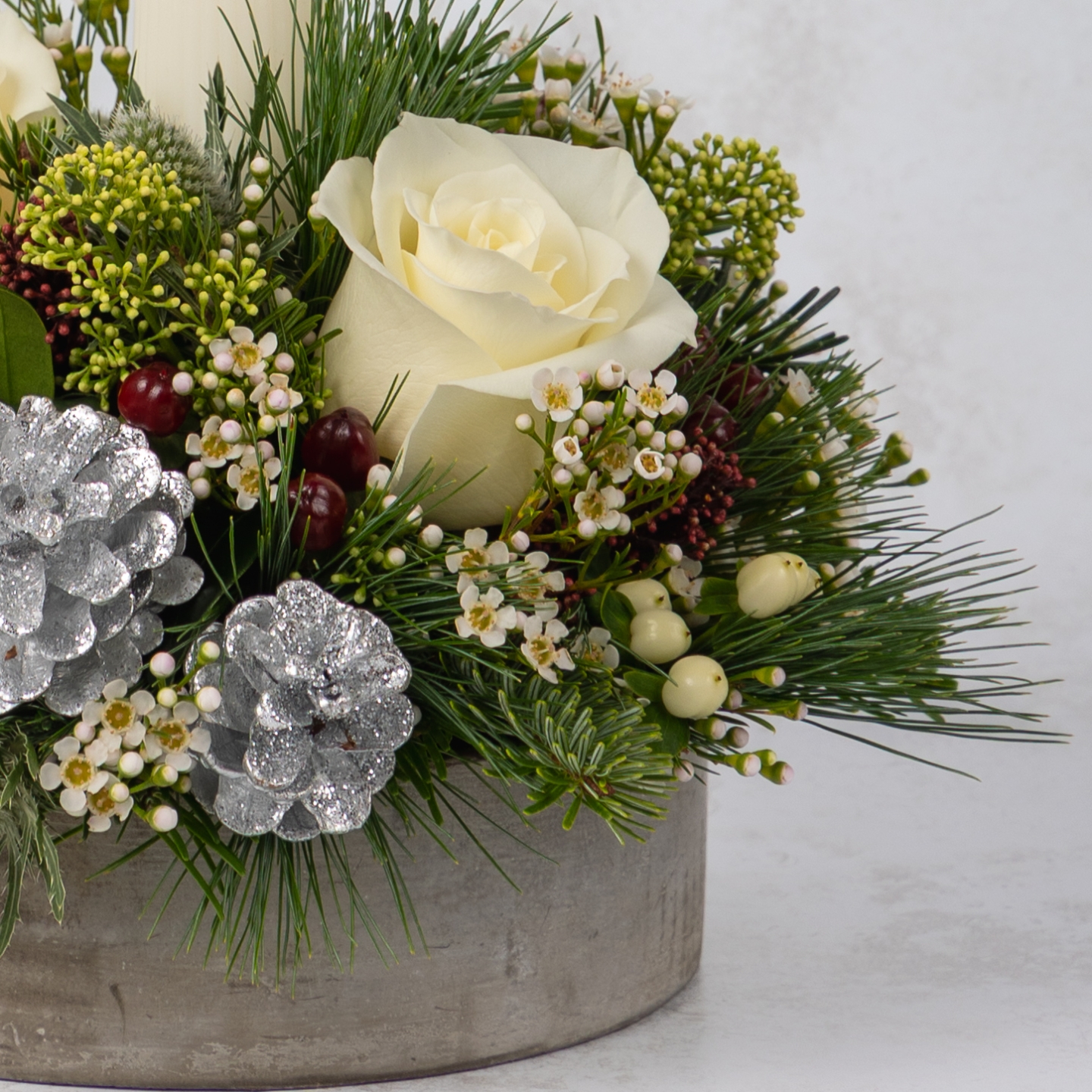 Christmas Candle Arrangement   White