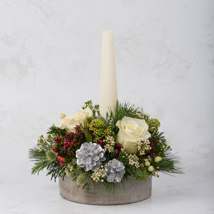 Christmas Candle Arrangement   White