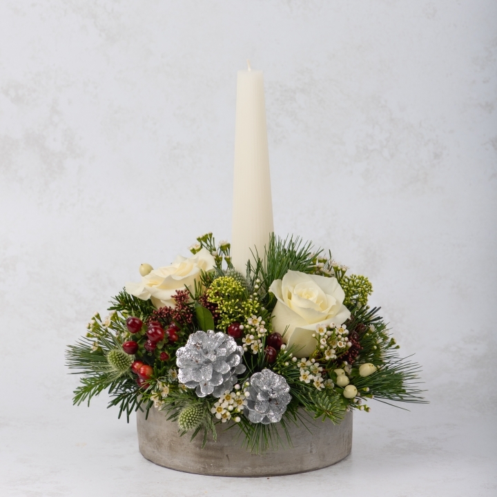 Christmas Candle Arrangement   White